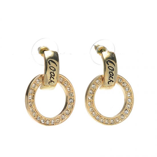 Coach Diamond Circle Stud Gold Earrings AKA - Click Image to Close